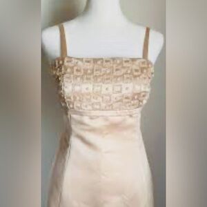 Donna Morgan Size 14 Cream Polyester Dress